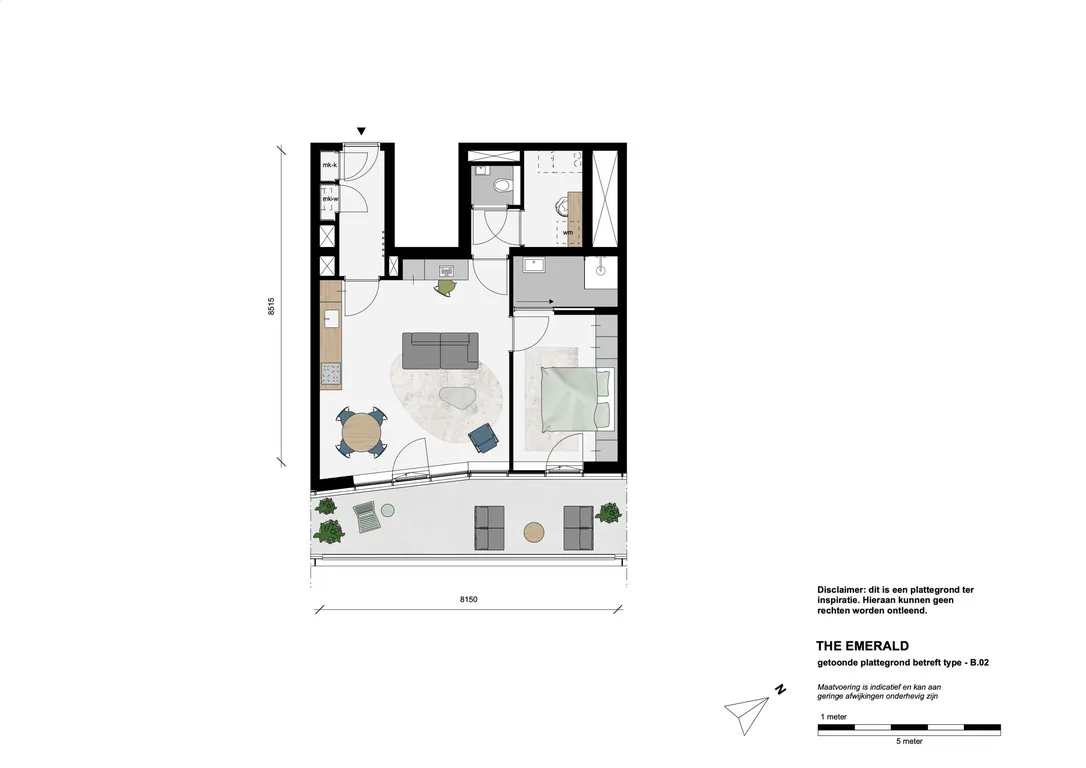 The Emerald | Woningtype - 2- kamerappartement - Bajeskwartier, image size:1086x768